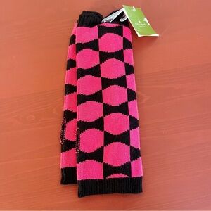 Kate Spade NWT Signature Bow Knit Arm Warmers Pink Black Winter Outdoor